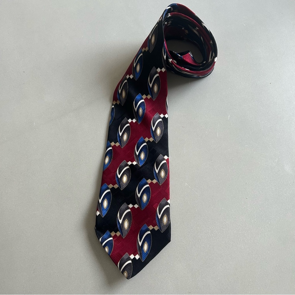 Bosa Elegant Geometric Silk Men's Tie in Red and Blue